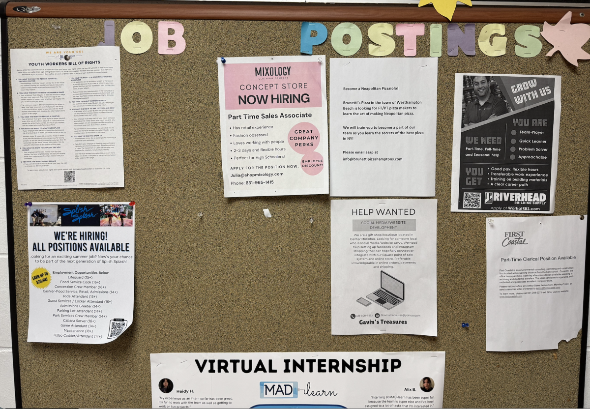 Job postings outside Mrs. Demchak's door - room 214.